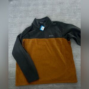 Columbia Mens Quarter Zip Mustard and Grey NWT 2XL